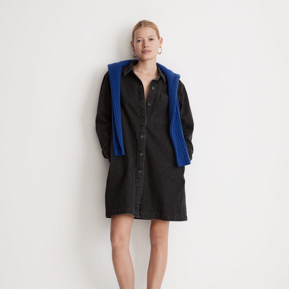 NWT Madewell Oversized Denim Shirtdress in Lunar Wash (Medium)